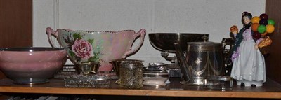 Lot 146 - Royal Doulton figure 'Biddy Penny Farthing', Maling bowl, Royal Winton flower vase, three...