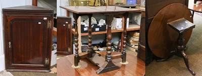 Lot 1325 - A George III oak hanging corner cupboard, 66cm...