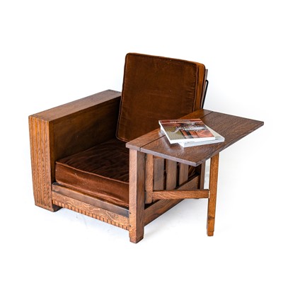 Lot 314 - A Heal's Oak Reclining Bookshelf Chair, circa...