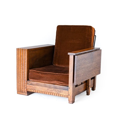 Lot 314 - A Heal's Oak Reclining Bookshelf Chair, circa...