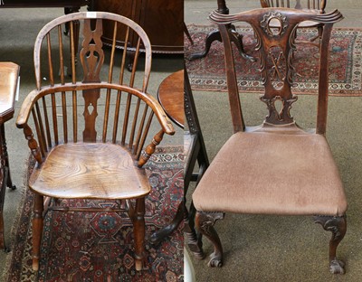 Lot 1350 - A 19th century yew and elm Windsor chair with...