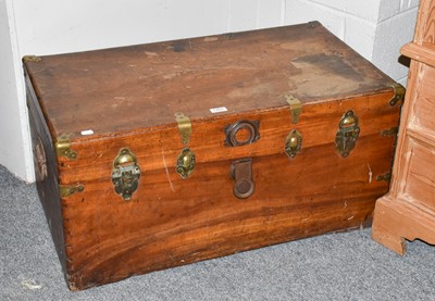 Lot 1273 - A vintage brass mounted camphor trunk