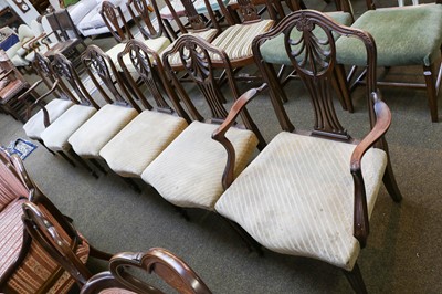 Lot 1357 - A set of six George III mahogany dining chairs...