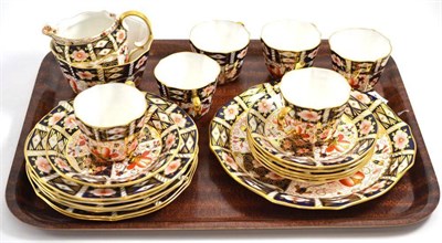 Lot 158 - A Royal Crown Derby 2451 pattern tea service, comprising six cups and saucers, side plates,...