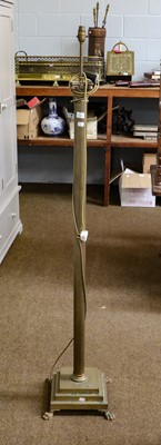 Lot 1397 - A brass corinthian column standard lamp with...