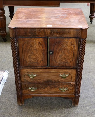 Lot 1368 - A Regency inlaid mahogany bedside cabinet,...