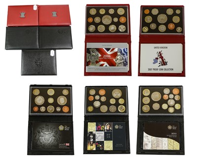Lot 406 - ♦5 x UK Deluxe Edition Proof Coin Sets, to...