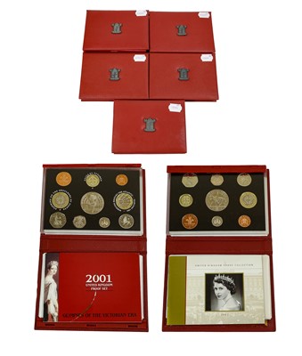 Lot 404 - ♦5 x The UK Deluxe Edition Proof Coin Sets, to...