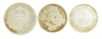 Lot 198 - 8 x Early 20th Century German Silver Coins, to...