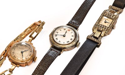 Lot 172 - A lady's 9 carat gold wristwatch, a lady's...