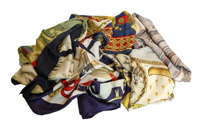 Lot 143 - Hermes silk scarves, Feu de Route, Vue du...