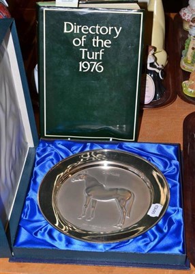 Lot 172 - A silver limited edition plate by John Skeaping and one volume Directory of the Turf 1976