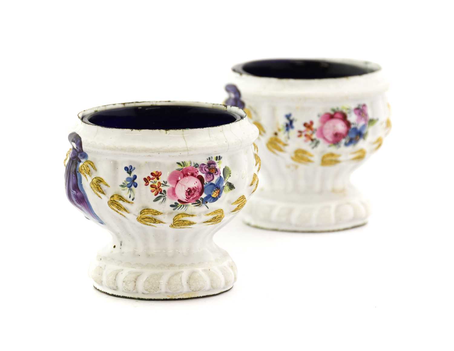 Lot 107 A Pair of South Staffordshire Enamel Salts,