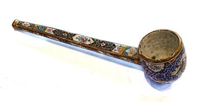 Lot 294 - An Indian enamel tobacco pipe, together with a...
