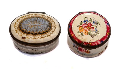 Lot 284 - An 18th century enamel patch box and cover,...