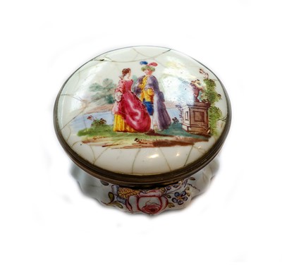 Lot 245 - An 18th century Birmingham enamel circular box...