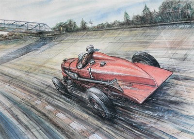 Lot 177 - Phil May (b.1925) "Full Throttle" depicting...