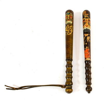 Lot 175 - A Victorian Walnut Truncheon, painted with...