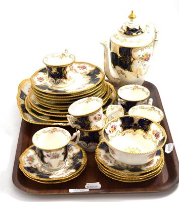 Lot 185 - A Coalport blue and gilt decorated part tea and coffee service
