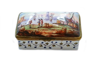 Lot 433 - An enamel box and cover of rectangular form...