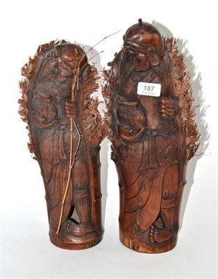 Lot 187 - A pair of carved bamboo figures