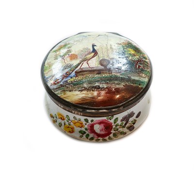 Lot 430 - An 18th century Birmingham enamel circular box...