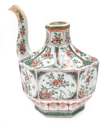 Lot 158 - A Chinese Porcelain Ewer, Kangxi, of fluted...