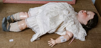 Lot 366 - SFBJ bisque socket head doll, in a white dress...