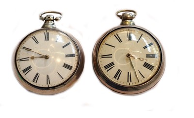 Lot 223 - Two silver pair cased verge pocket watches,...