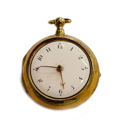 Lot 224 - A gilt metal pair cased verge pocket watch,...