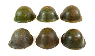 Lot 244 - Six Second World War British Turtle Helmets,...