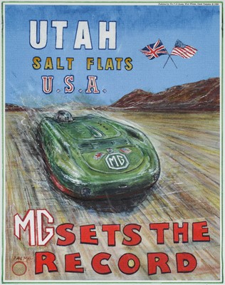 Lot 164 - Phil May (b 1925) 'MG Sets the Record, Utah,...