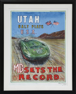 Lot 164 - Phil May (b 1925) 'MG Sets the Record, Utah,...