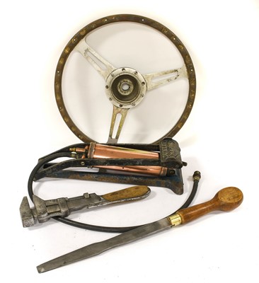 Lot 82 - A Vintage Metal and Wooden Three-Spoke...