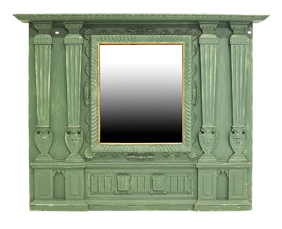 Lot 934 - A Victorian Green Painted and Pine Overmantel...