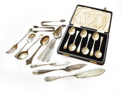 Lot 156 - A Cased Set of Six Silver Teaspoons and a...