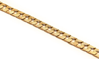 Lot 210 - A 9 carat gold textured curb link bracelet,...