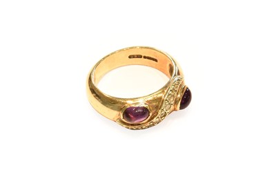 Lot 203 - A 9 carat gold amethyst and diamond ring,...
