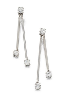Lot 2131 - A Pair of Diamond Drop Earrings