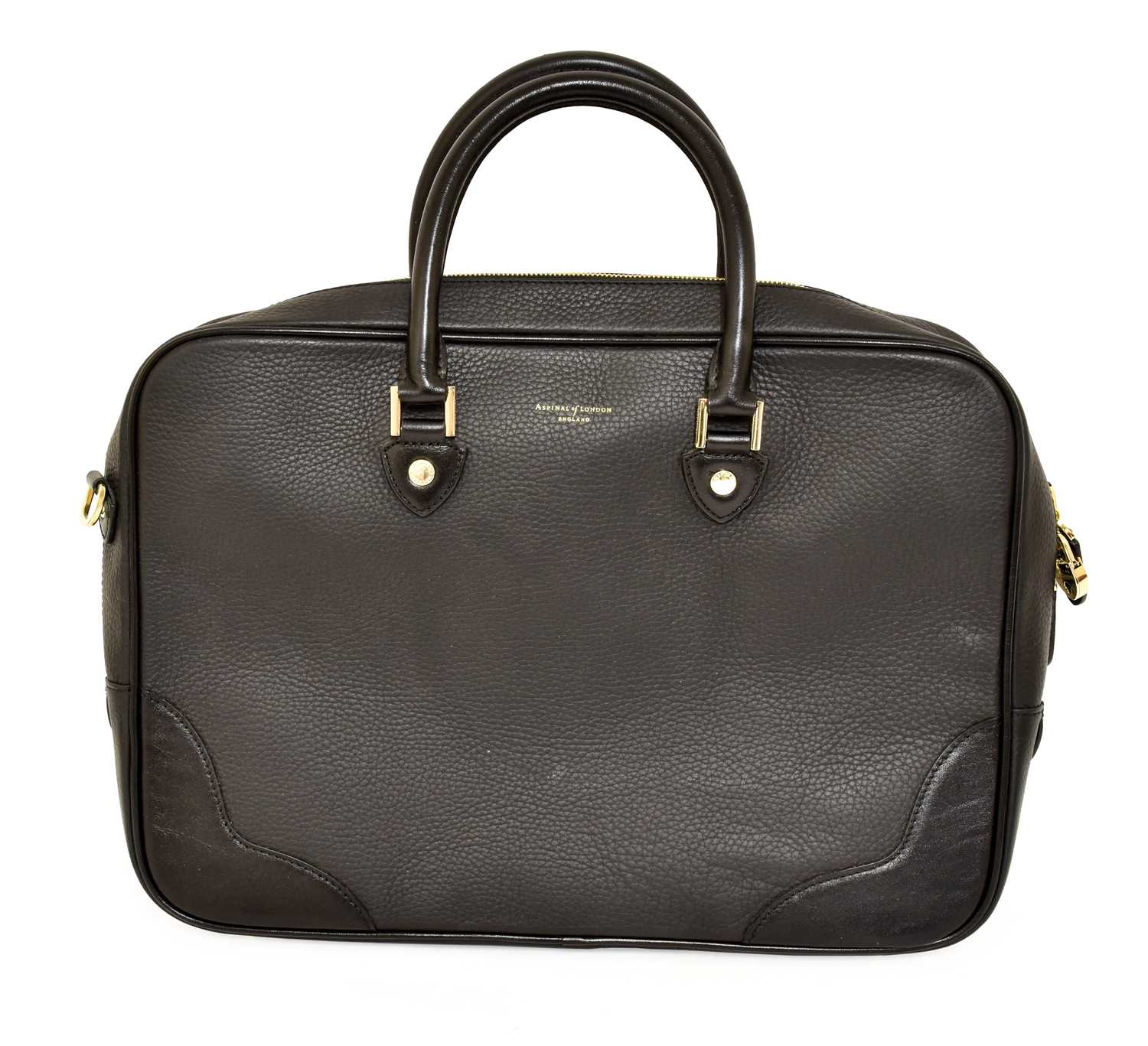 Lot 2265 - Aspinall of London Black Leather Laptop Bag,...