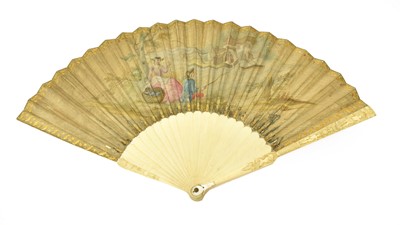 Lot 2140 - 19th Century Ivory Fan, with plain sticks and...