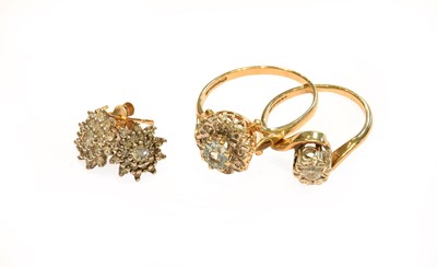 Lot 246 - A 9 carat gold aquamarine and diamond cluster...