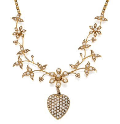 Lot 2292 - An Edwardian Split Pearl and Diamond Necklace