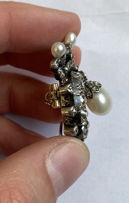 Lot 2321 - A Victorian Diamond and Pearl Brooch