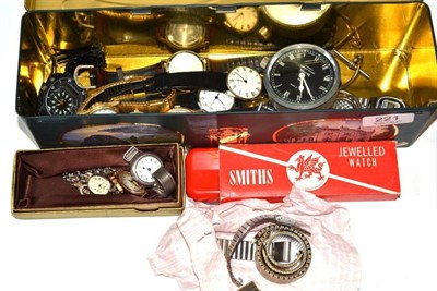 Lot 221 - A 9ct gold cased lady's wristwatch, two silver wristwatches and a quantity of wristwatches and...