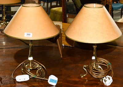 Lot 389 - A pair of Pullman railway carriage lamps and...