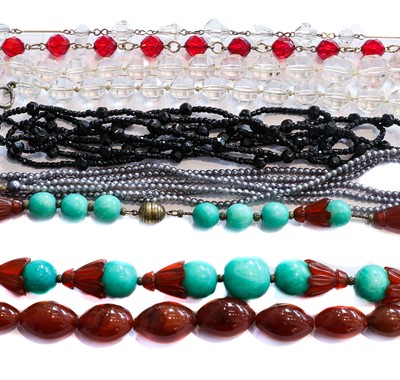 Lot 158 - Seven bead necklaces, of varying designs