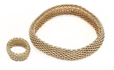 Lot 206 - A Tiffany & Co. white mesh bracelet and...
