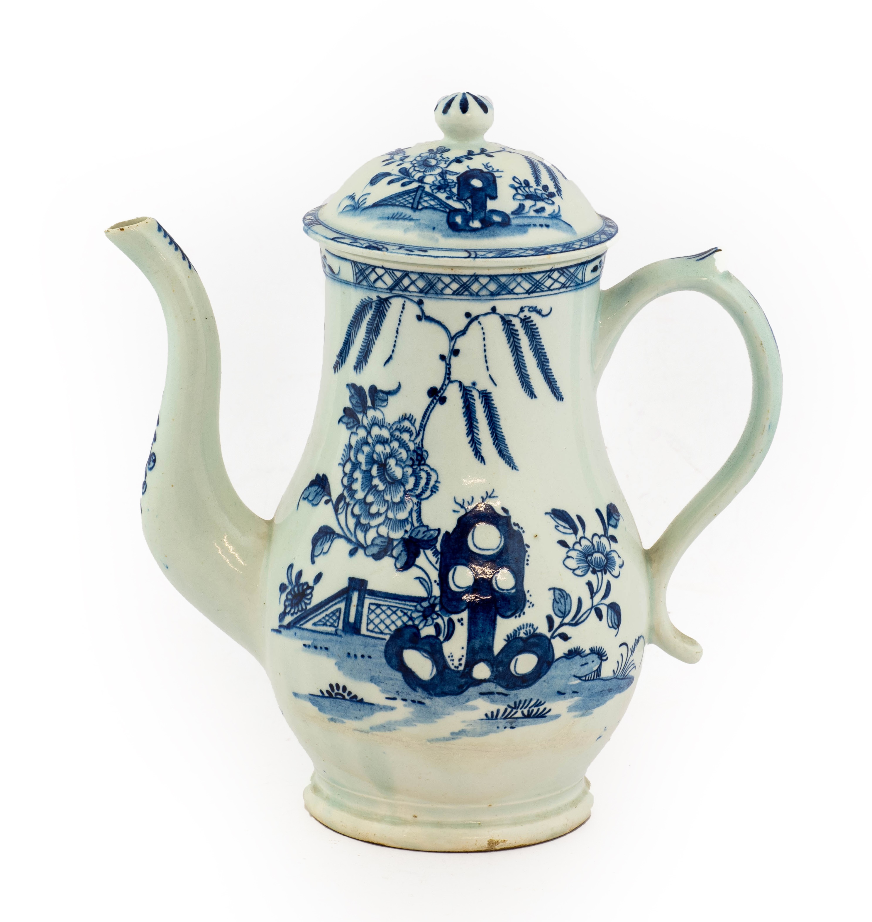 Lot 49 A Lowestoft coffee pot and cover, circa 1770,