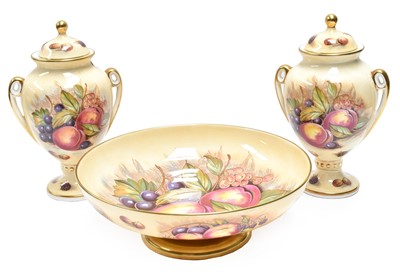 Lot 33 - A pair of Aynsley 'Orchard Gold' twin handled...